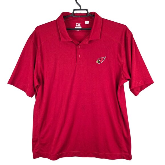Mens Cutter & Buck Arizona Cardinals Red Polo Shirt CB DryTec Short Sleeve XXXL - Picture 1 of 8